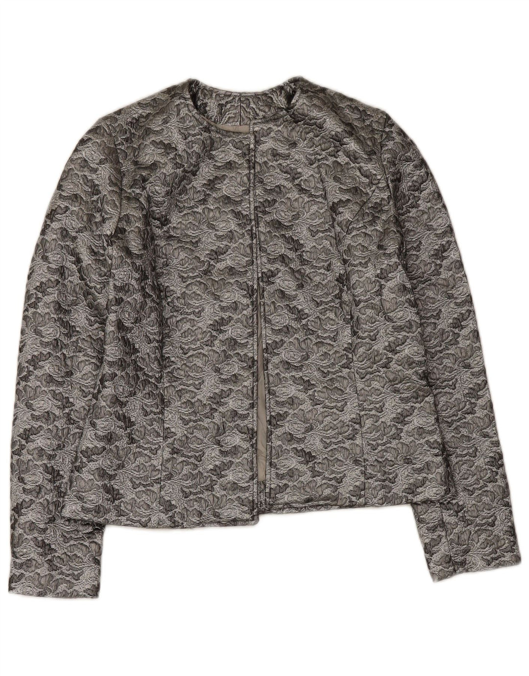 Chaqueta tipo blazer abierta vintage para mujer UK 44 Gris medio Floral