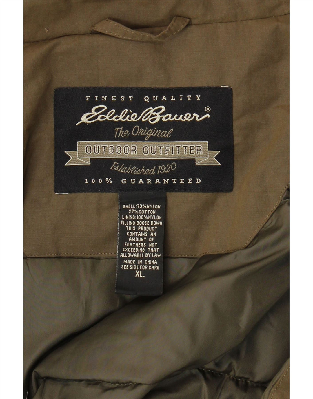 Eddie Bauer Chaqueta acolchada para hombre UK 42 XL Caqui Nylon