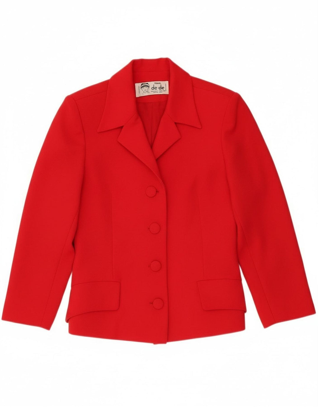 Vintage mujer 4 botones Blazer chaqueta IT 40 pequeña lana roja