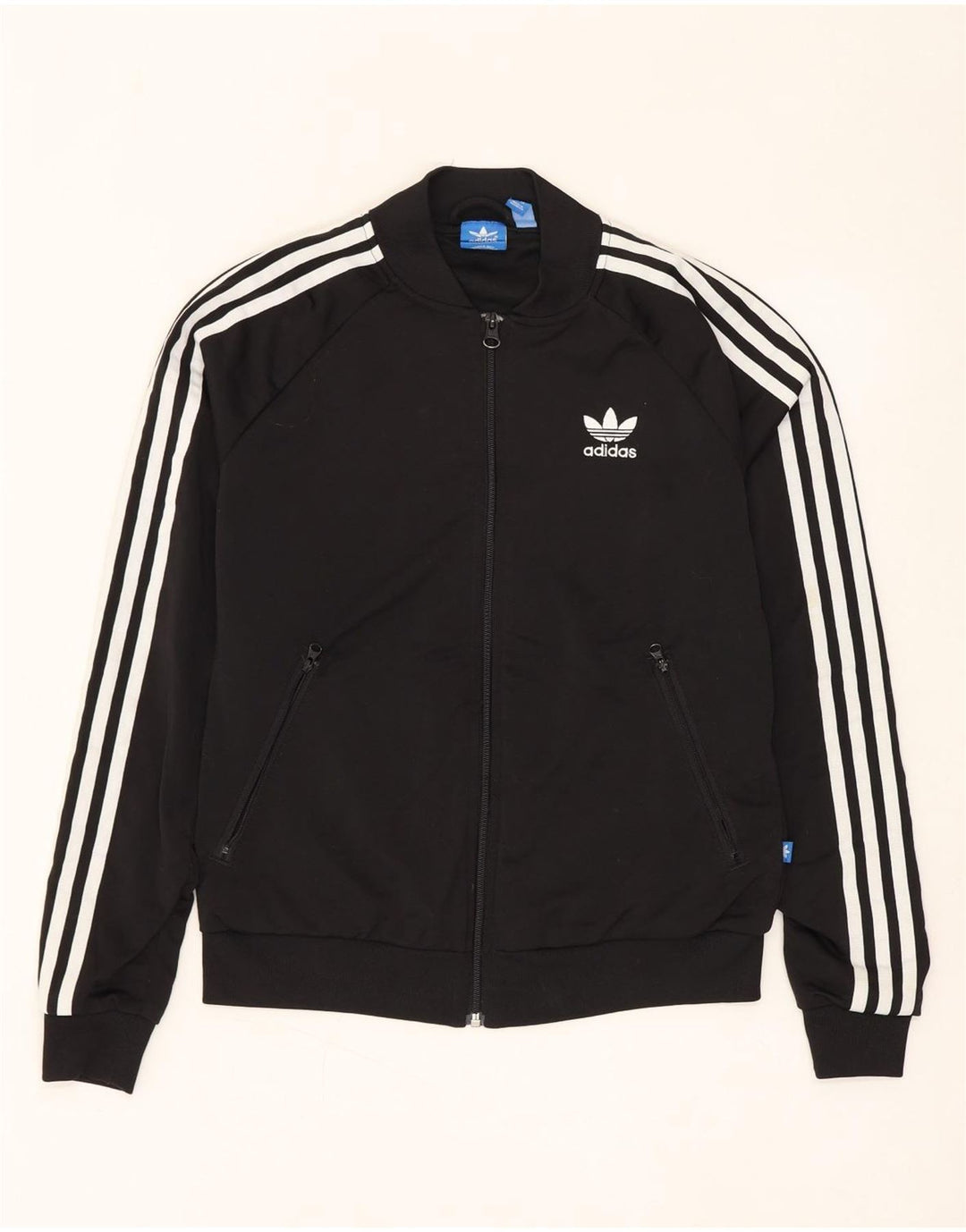 ADIDAS Chaqueta superior de chándal gráfico para mujer Reino Unido 10 Pequeño Poliéster negro
