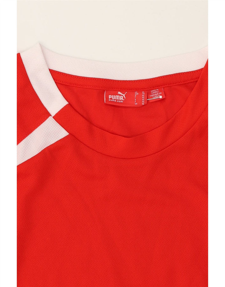 PUMA Mens Graphic T-Shirt Top XL Red Colourblock Polyester Vintage Puma and Second-Hand Puma from Messina Hembry 