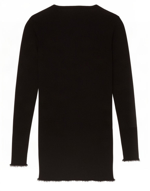 Zara Mujer Top Manga Larga UK 42 Mediano Negro Moteado