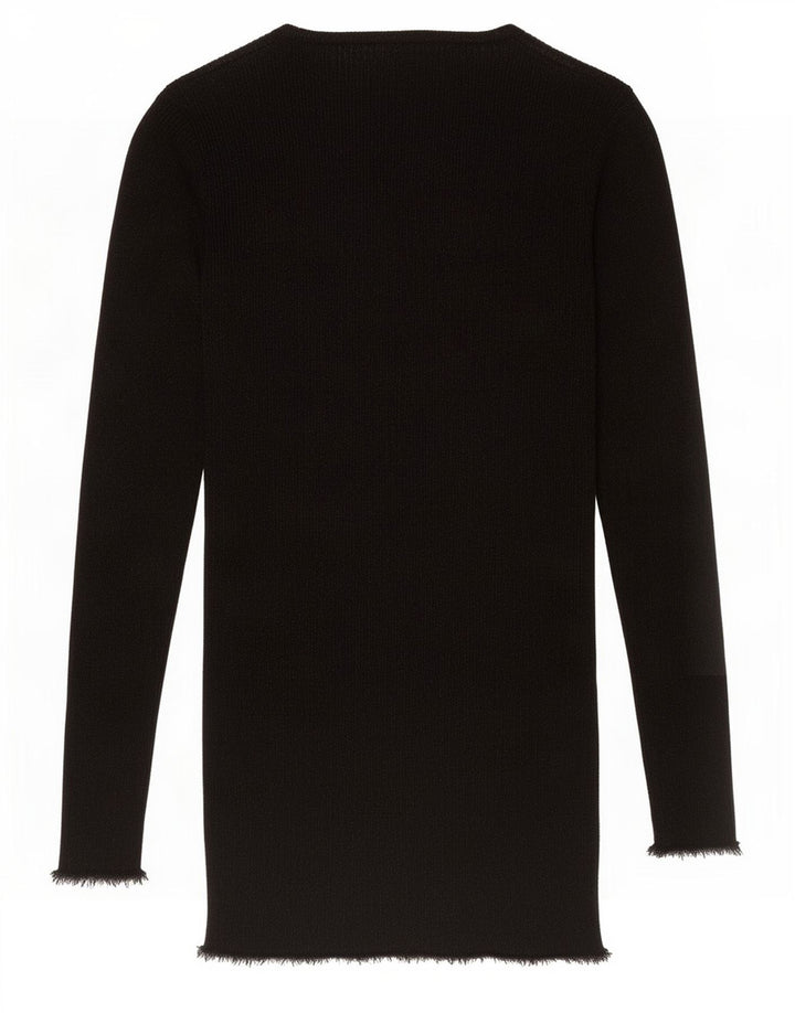 Zara Mujer Top Manga Larga UK 42 Mediano Negro Moteado