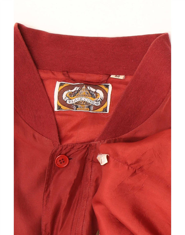 Vintage hombres suelta ajuste bombardero chaqueta Reino Unido 38 seda roja mediana