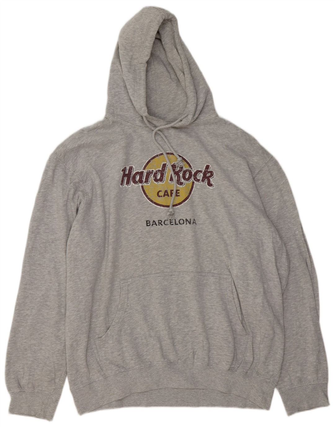 Hard Rock Cafe Hombre Barcelona Graphic Sudadera con capucha Jumper 2XL Gris Moteado Algodón