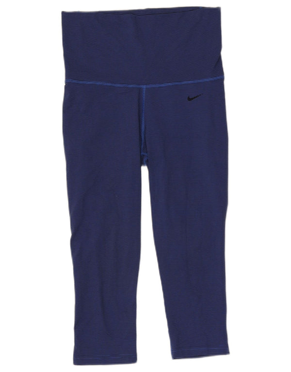 Nike Leggings capri de cintura alta Dri Fit para mujer UK 10 Small Blue Pinstripe