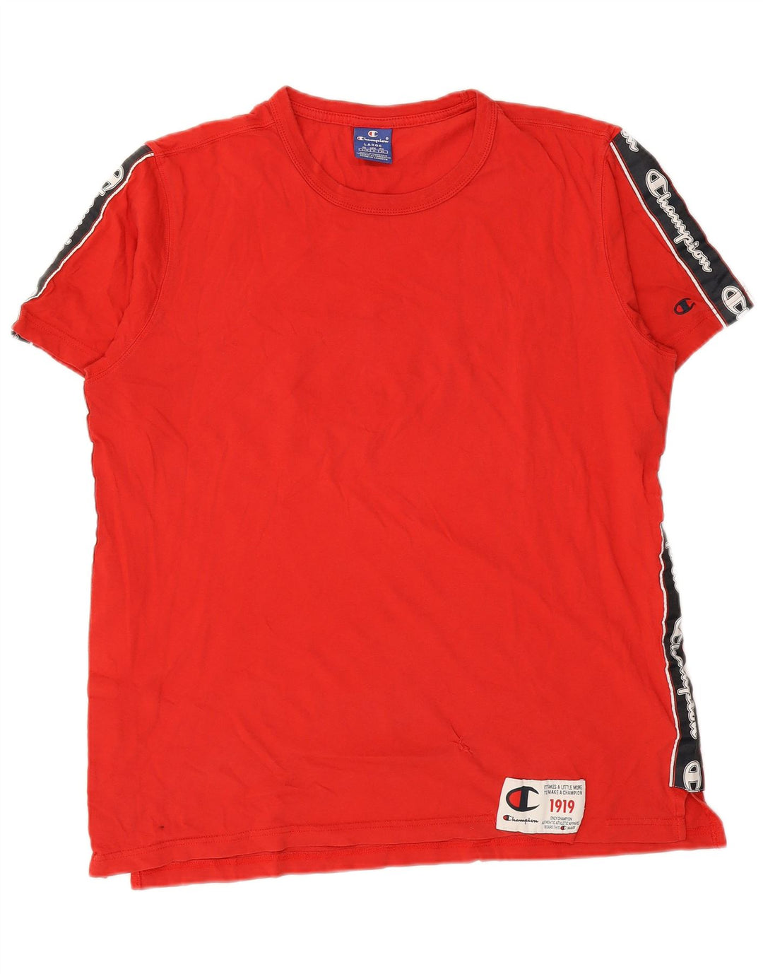 CHAMPION Camiseta gráfica para hombre Top grande de algodón con bloques de color rojo