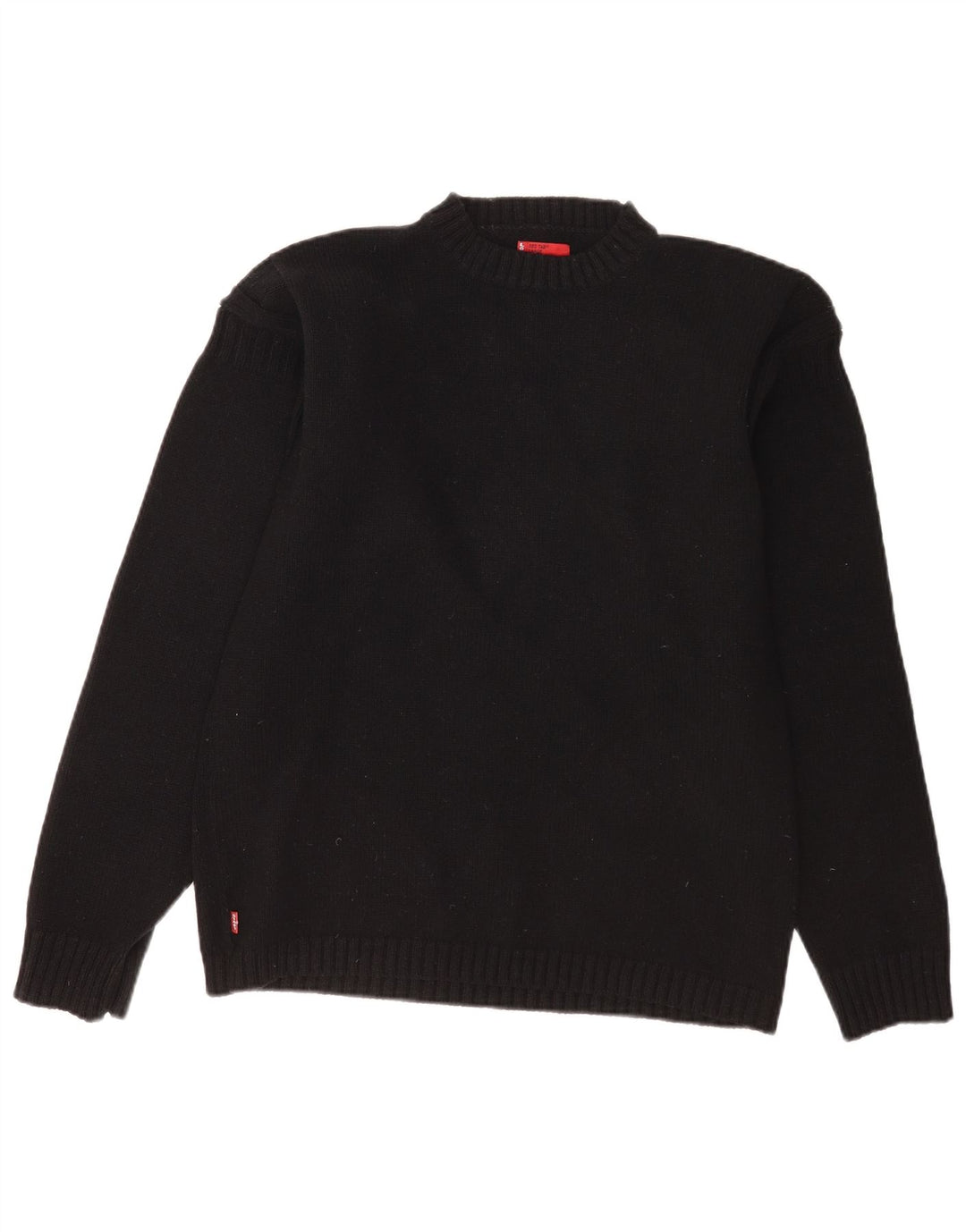 Levi's Jersey con cuello redondo para hombre, talla grande, de lana de cordero negra
