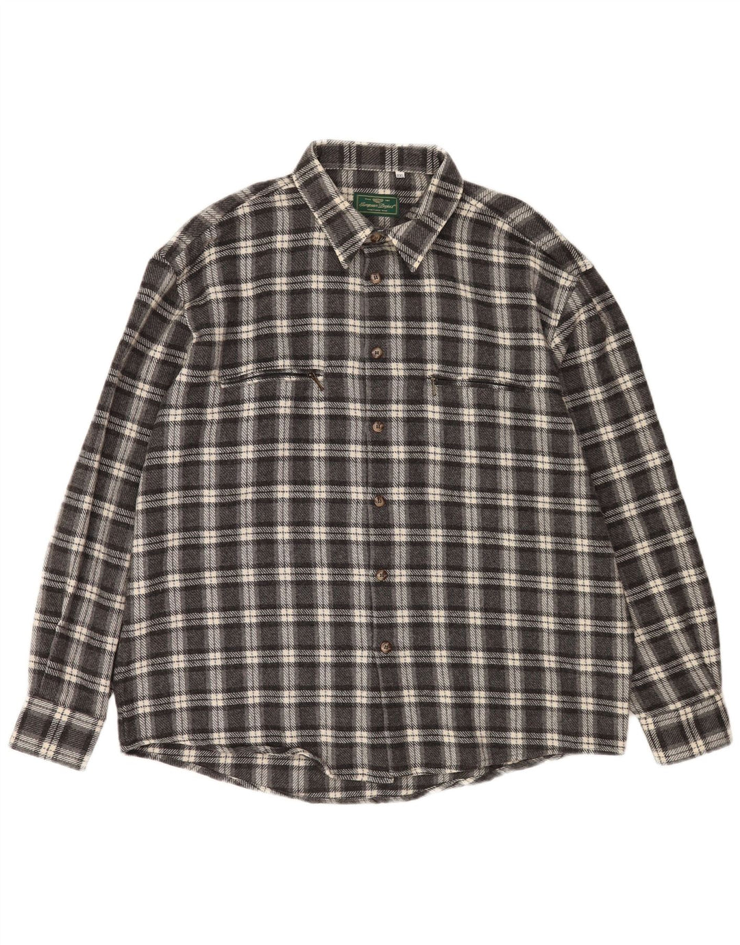 European Project Camisa de franela para hombre 2XL Lana a cuadros gris