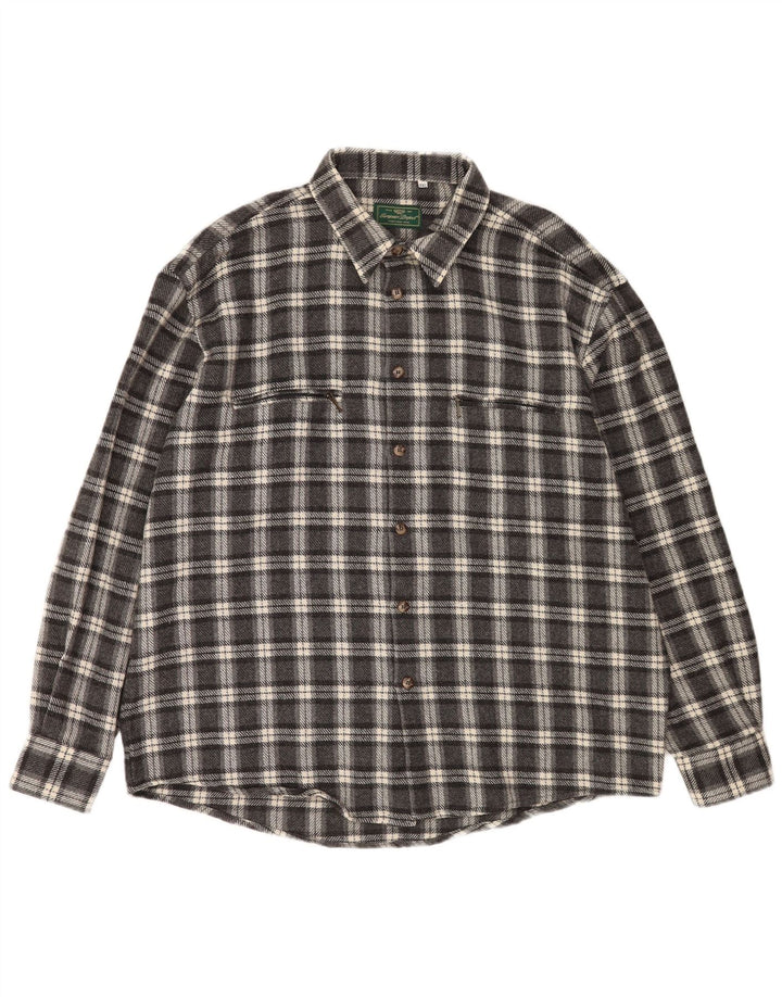 European Project Camisa de franela para hombre 2XL Lana a cuadros gris