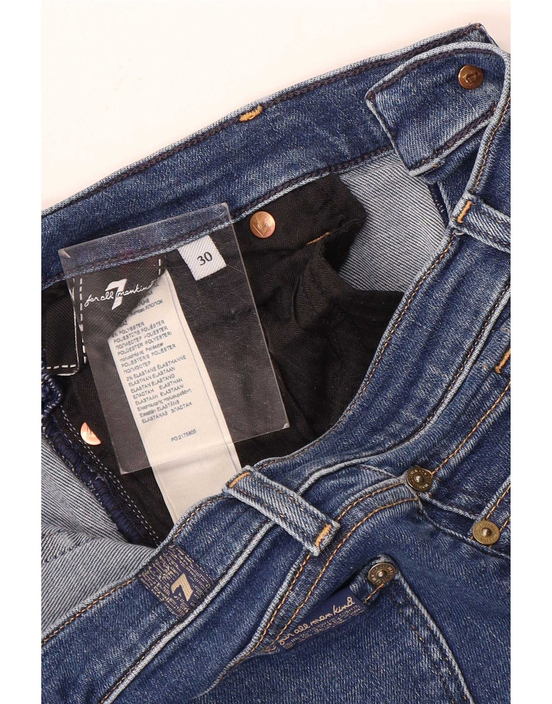 Vaqueros pitillo de mujer 7 For All Mankind W30 L30 Poliéster azul