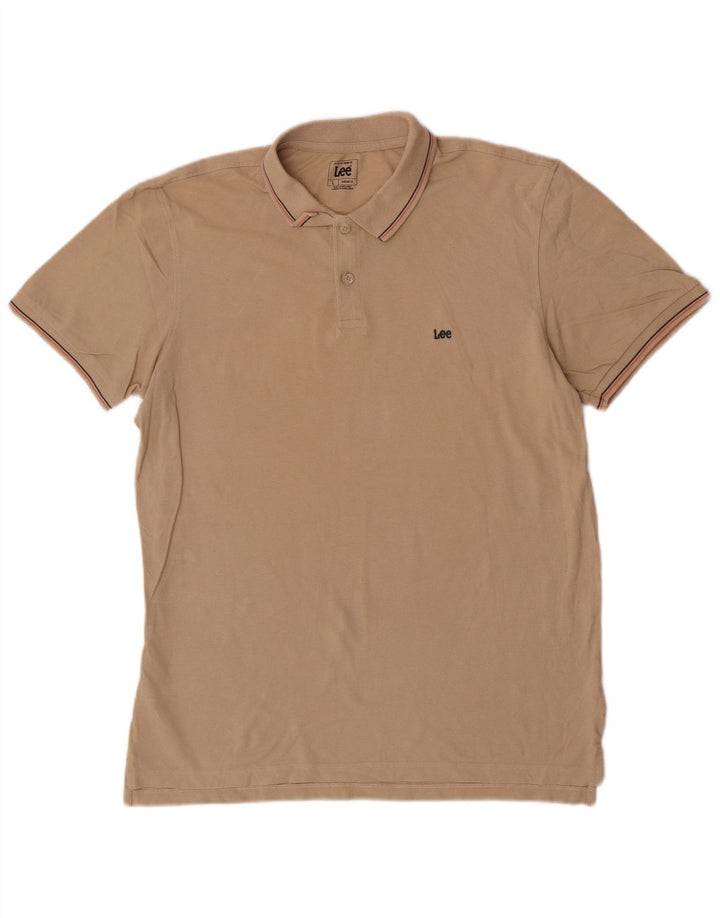 Polo Lee De Corte Regular Para Hombre De Algodón A Rayas Beige Grande
