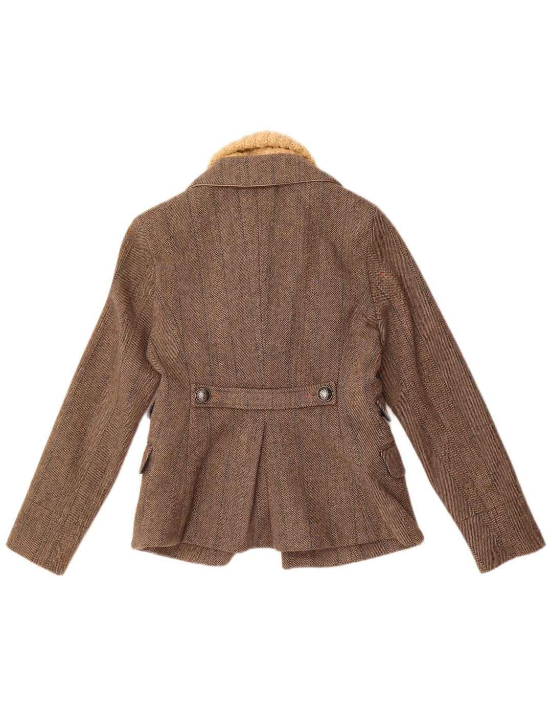 Superdry Chaqueta tipo blazer de 3 botones para mujer, talla 44, talla grande, lana gris en espiga