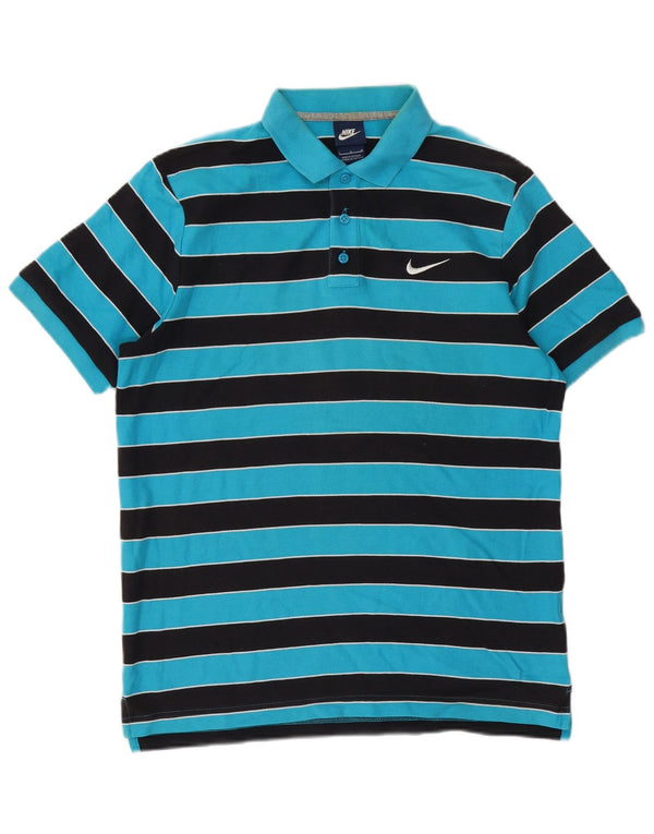 Nike Polo para hombre, talla grande, color azul a rayas