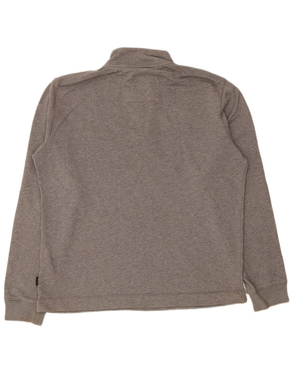 Hugo Boss Hombre Sudadera con cuello con botones Jumper Large Gris Algodón