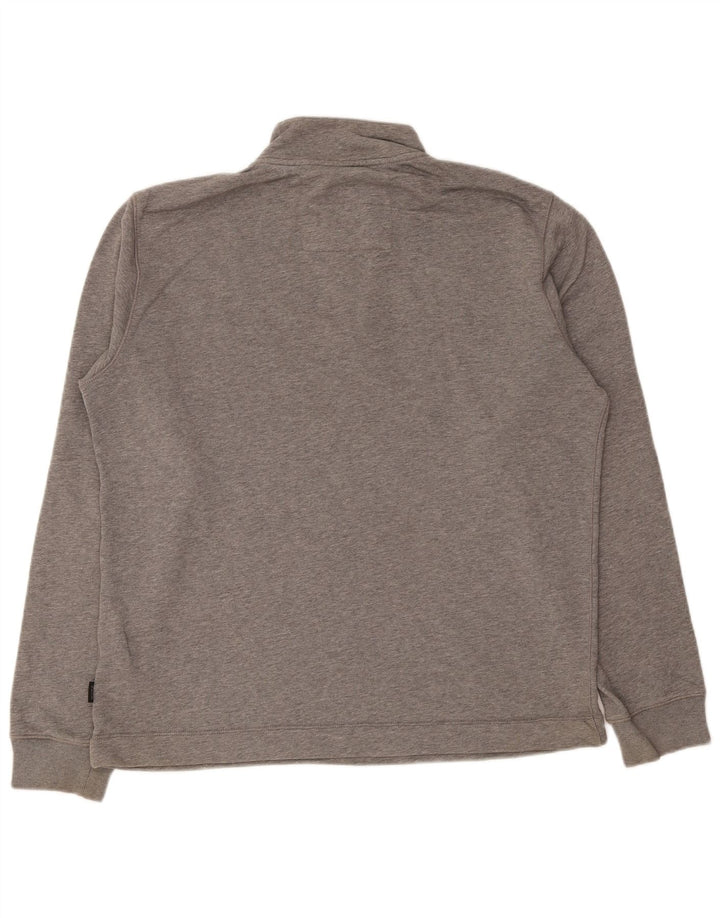 Hugo Boss Hombre Sudadera con cuello con botones Jumper Large Gris Algodón