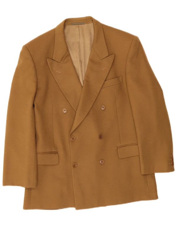 Vintage hombre doble pecho chaqueta blazer IT 52 XL beige lana virgen