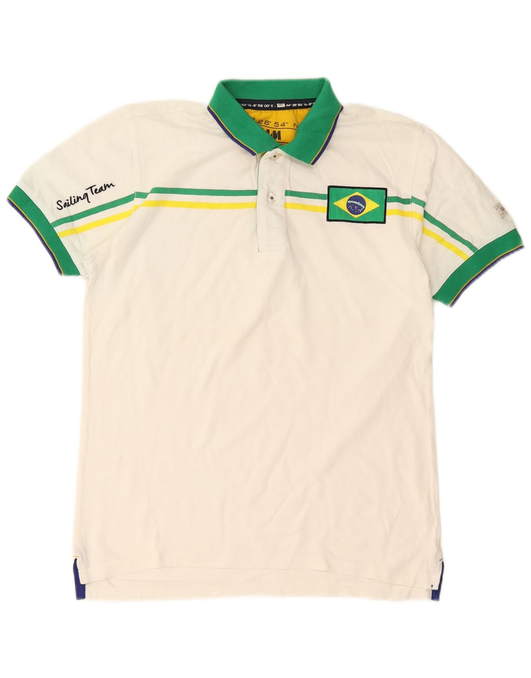 Slam Hombre Polo Gráfico Pequeño Algodón Color Block Blanco
