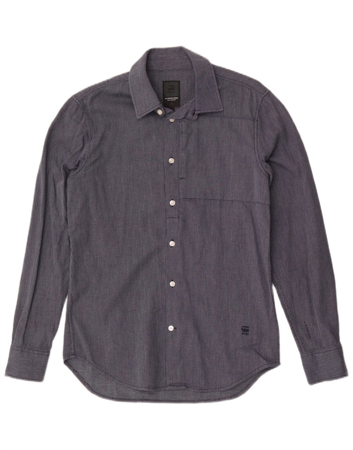 Camisa G-Star Hombre Algodón Geométrico Azul Marino Medio