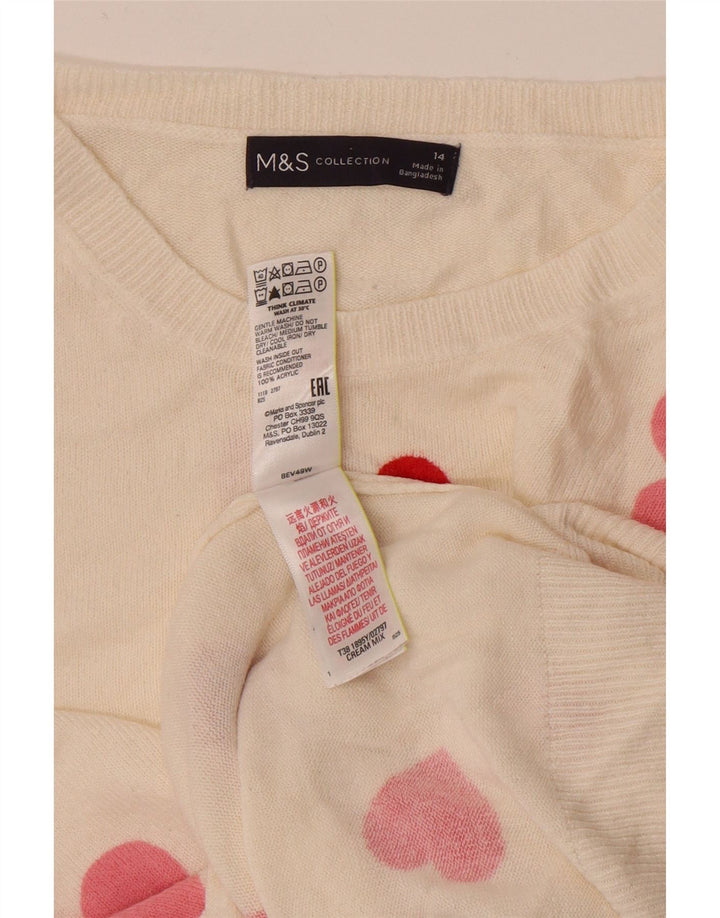 Marks & Spencer - Jersey de cuello redondo para mujer, talla 40, tamaño mediano, color blanco