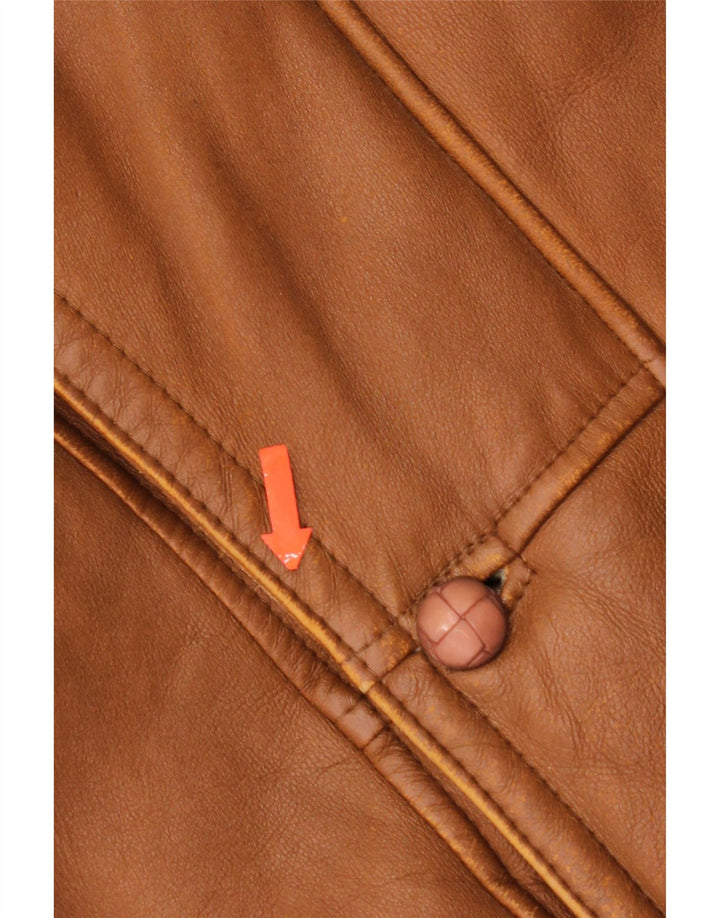 Vintage mujer shearling chaqueta IT 50 grande marrón shearling