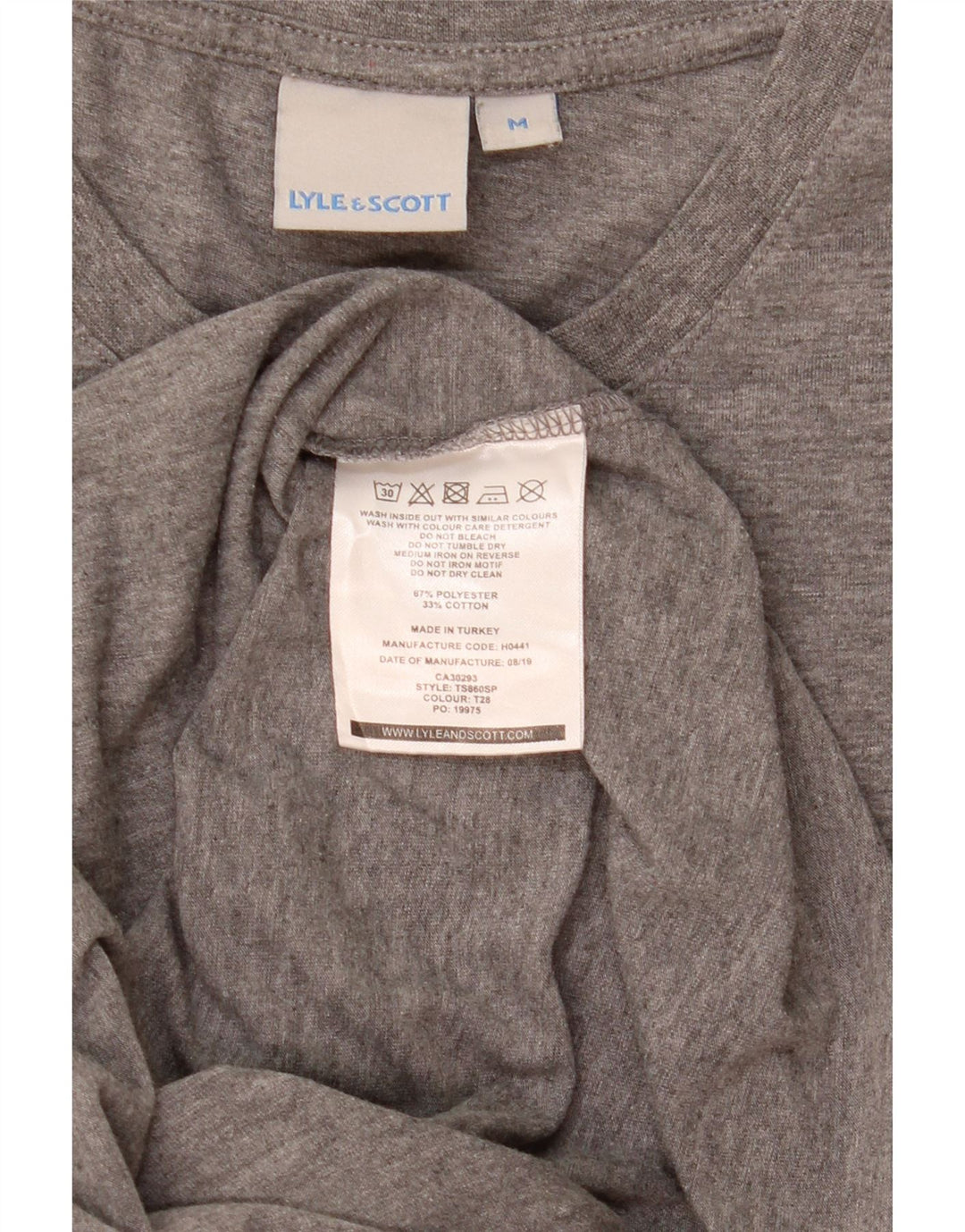 Camiseta Lyle & Scott para hombre Top poliéster moteado gris medio