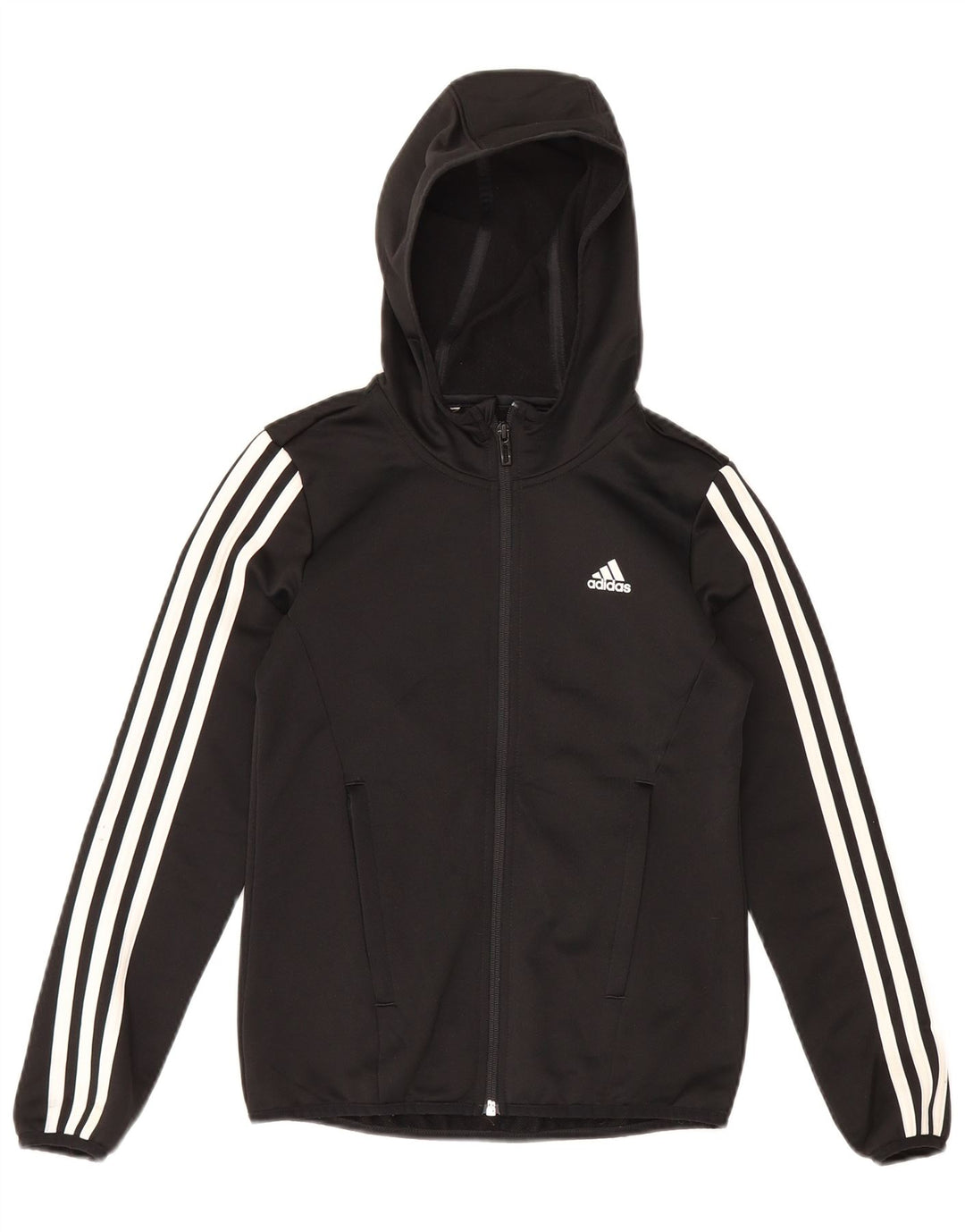 Adidas - Sudadera con capucha y cremallera para niños, 9-10 años, color negro