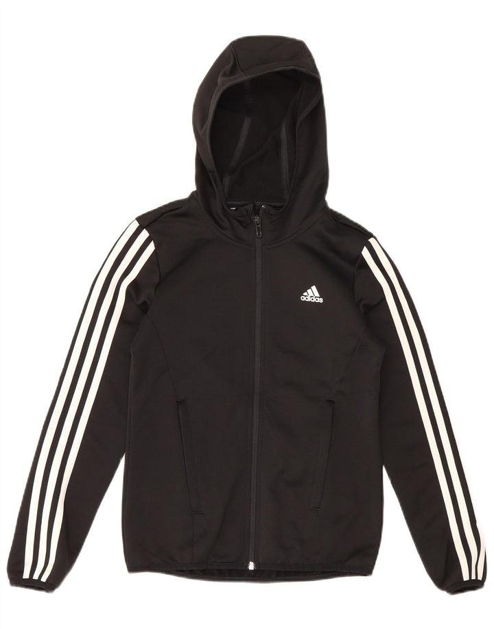 Adidas - Sudadera con capucha y cremallera para niños, 9-10 años, color negro