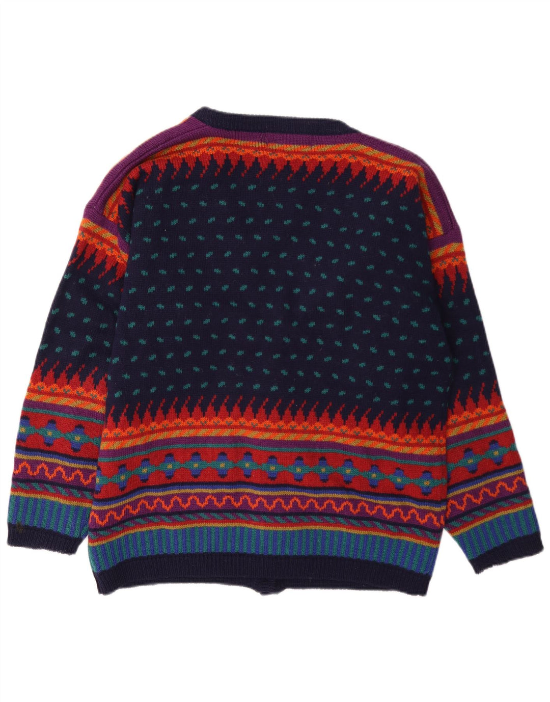 Tulchan - Cárdigan para mujer, talla 40, tamaño mediano, lana geométrica multicolor