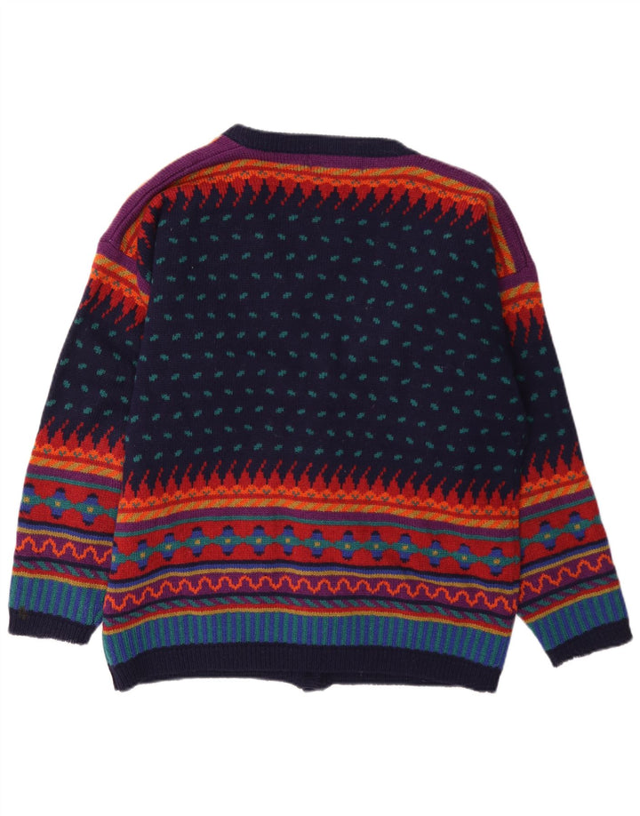 Tulchan - Cárdigan para mujer, talla 40, tamaño mediano, lana geométrica multicolor