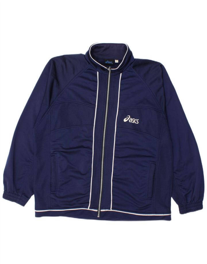 Asics Mens Chándal Top Chaqueta Pequeña Azul Marino