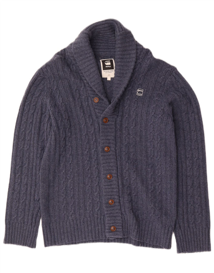 G-Star Suéter tipo cárdigan para hombre de lana azul marino grande