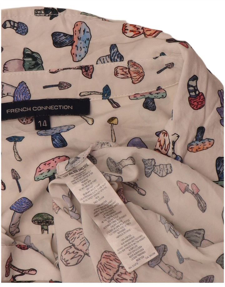 French Connection Blusa tipo camisa con estampado abstracto para mujer, talla 40, color blanco