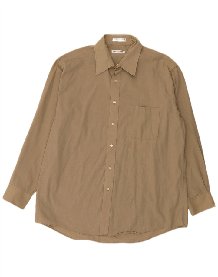 Pierre Cardin Camisa para hombre Talla 16 1/2 Grande Marrón Poliéster