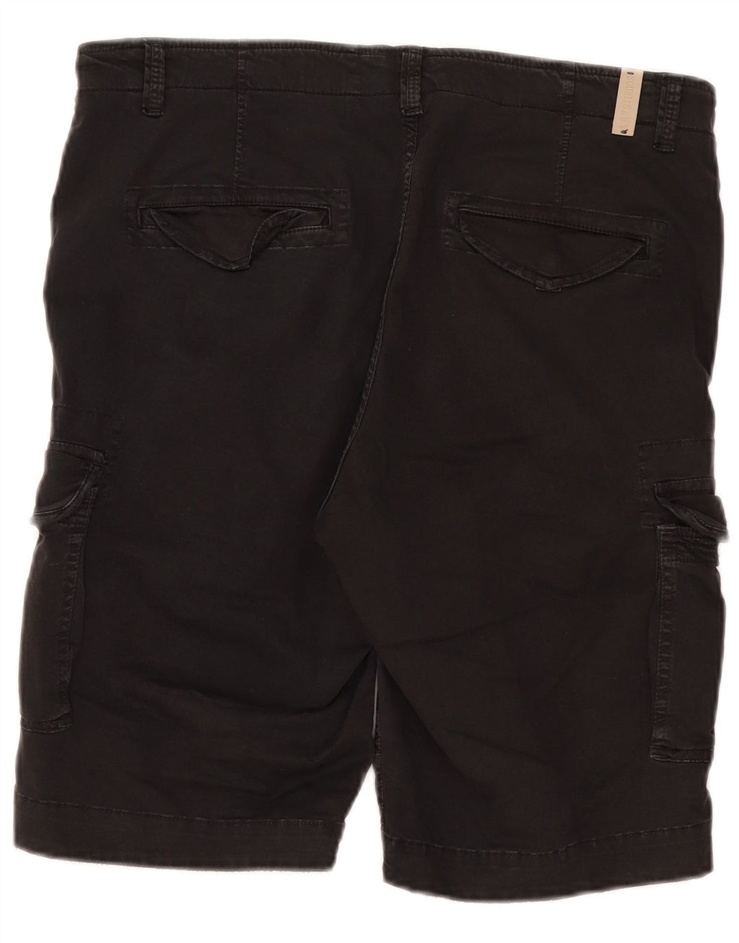 Vintage hombres cargo pantalones cortos IT 50 grande W38 algodón negro