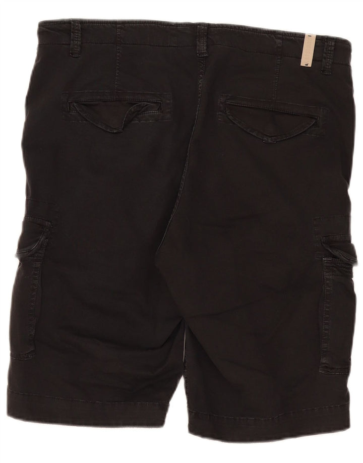 Vintage hombres cargo pantalones cortos IT 50 grande W38 algodón negro