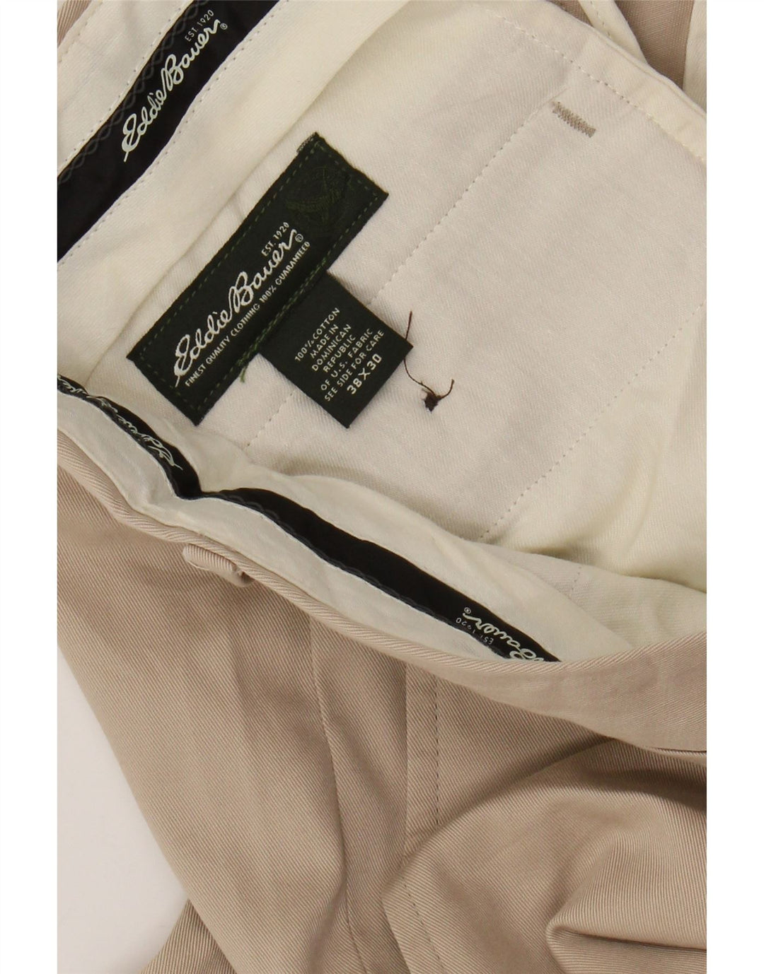 EDDIE BAUER Pantalón chino recto para hombre W38 L30 Algodón beige