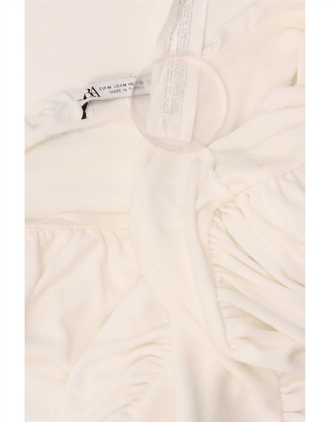 Zara Mujer Crop Top Sin Mangas UK 42 Medio Blanco Poliéster