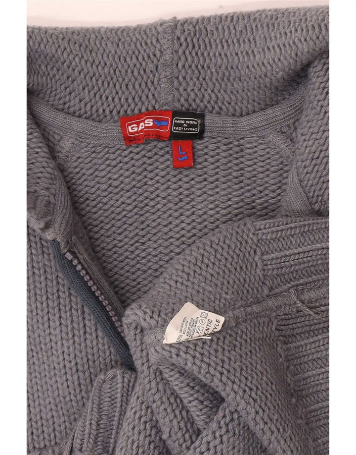 Gas - Cárdigan con capucha para hombre, suéter grande de lana gris