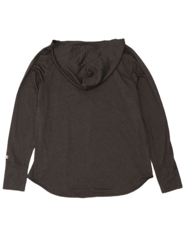 Champion Top gráfico con capucha para mujer, manga larga, UK 46, grande, gris