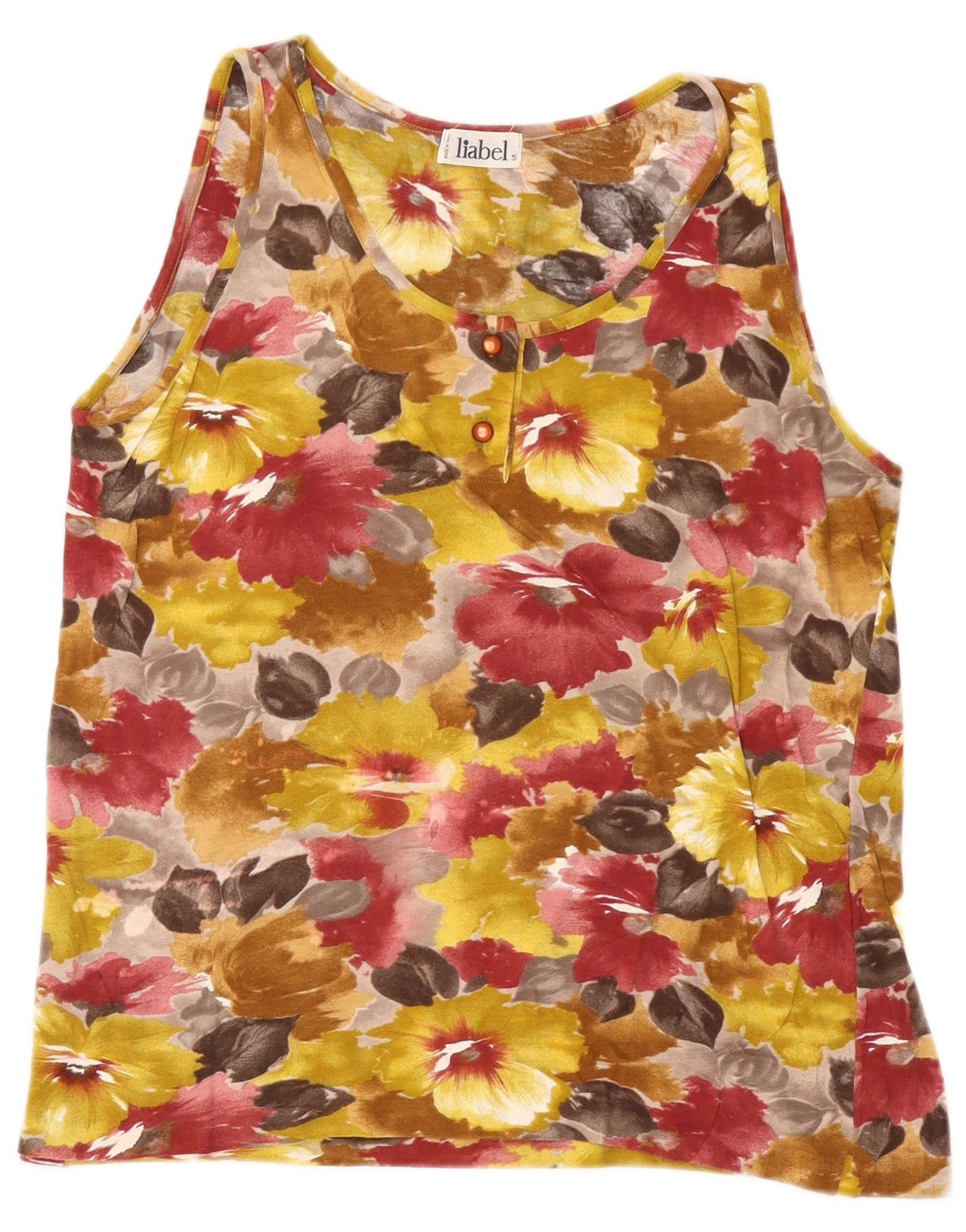 Liabel Camiseta sin mangas para mujer UK 44 Mediana Algodón floral multicolor