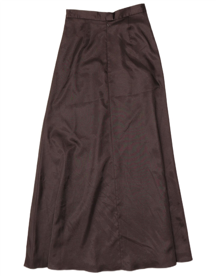 Vintage Mujer Maxi Falda Reino Unido 6 XS W24 Poliéster Negro