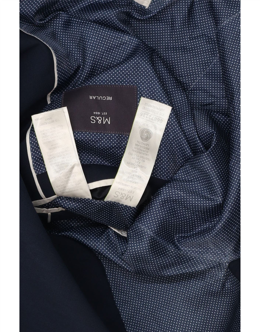 MARKS & SPENCER Chaqueta tipo blazer de corte regular con 2 botones para hombre UK 44 XL Azul marino