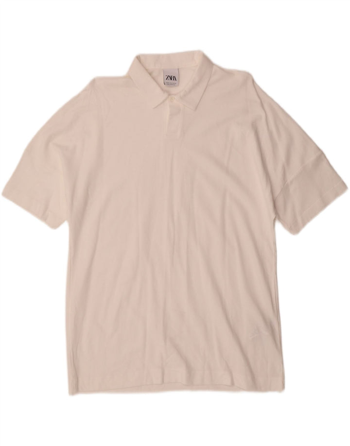 Zara Hombre Polo Mediano Blanco Algodón