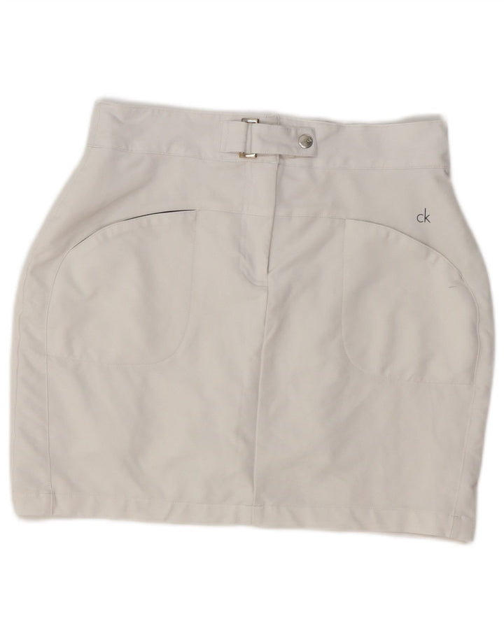 Calvin Klein Minifalda para mujer UK 10 Small W28 Poliéster blanco