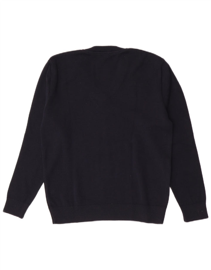Vintage mujer V-cuello jumper suéter IT 42 azul marino medio