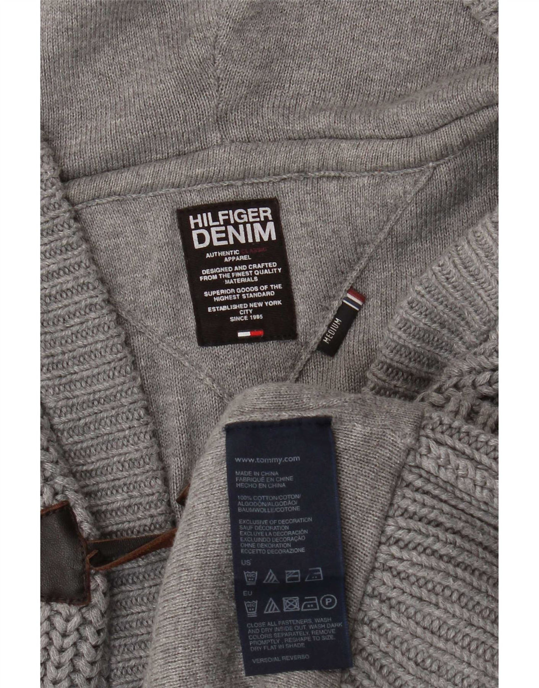 Tommy Hilfiger Suéter tipo cárdigan con capucha para hombre Algodón gris medio