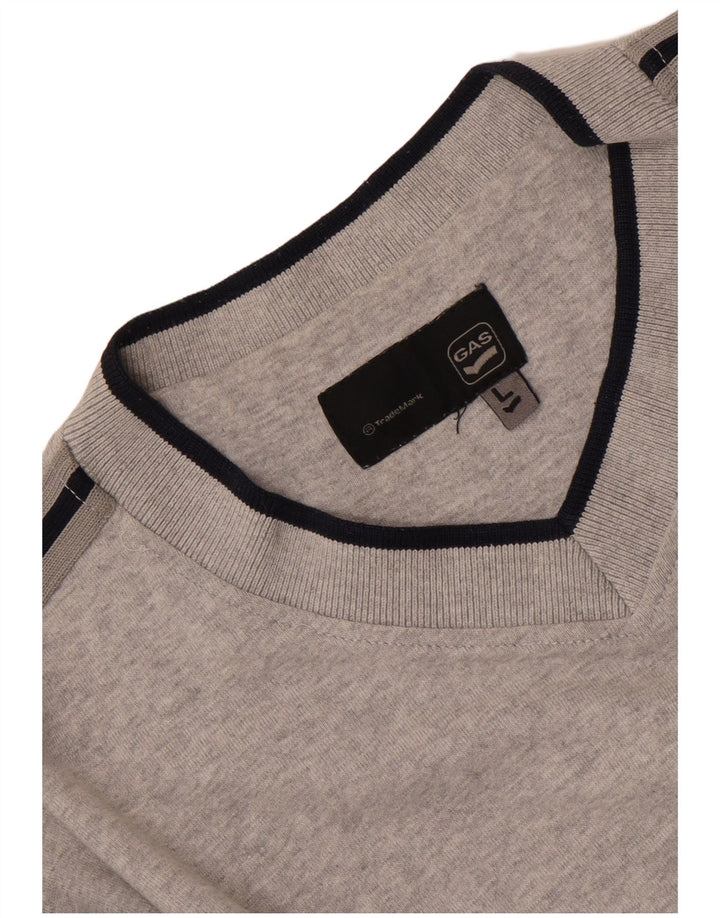 Gas Hombres Top Manga Larga Grande Gris Moteado