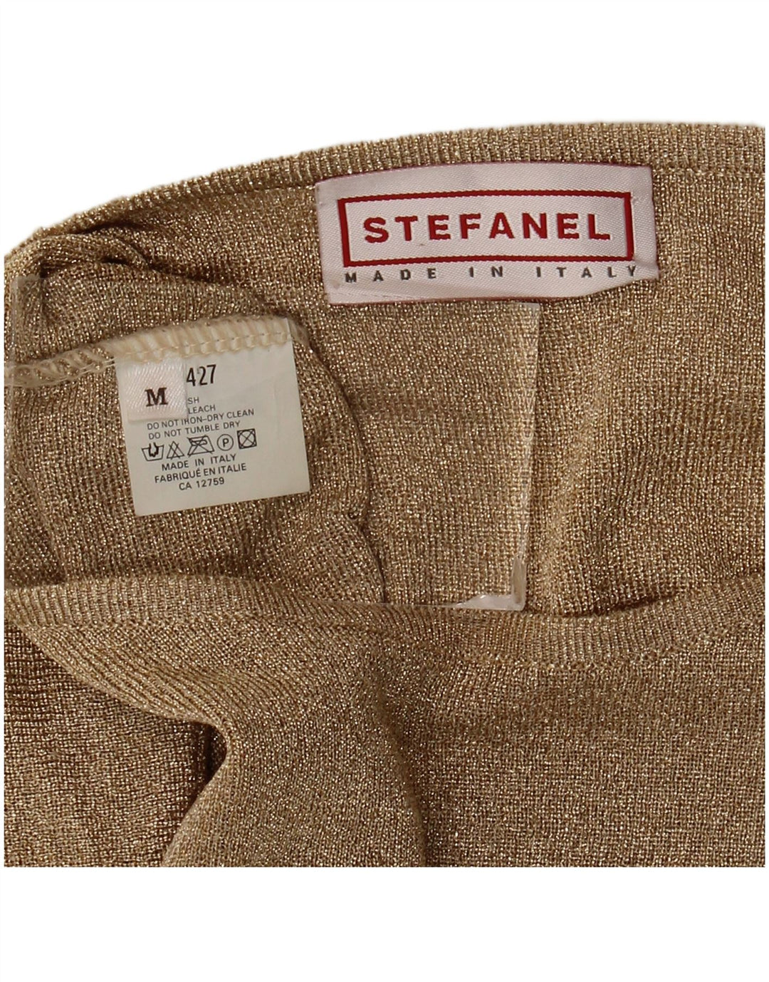 Stefanel Top extragrande para mujer de manga larga UK 44 Medium Gold Cupro