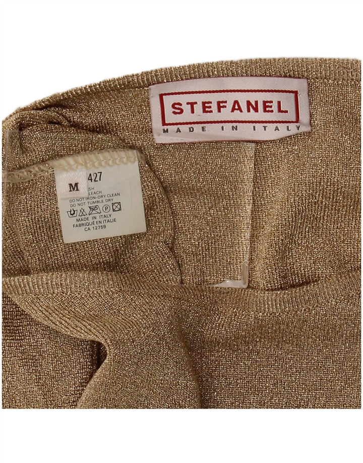 Stefanel Top extragrande para mujer de manga larga UK 44 Medium Gold Cupro